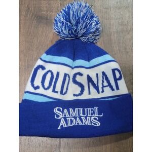 Samuel Adams Cold Snap Beanie Hat Blue‎ White Pom Pom Acrylic